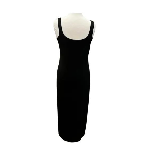 Banana Republic Black Sleeveless Maxi Dress M Minimalist Tank Stretch Knit