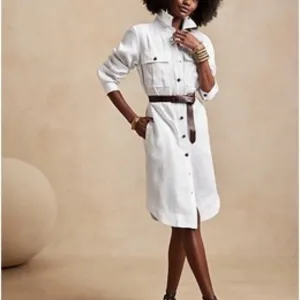 Banana Republic Heritage Scout Safari Linen Lagenlook Minimalist Midi Dress M