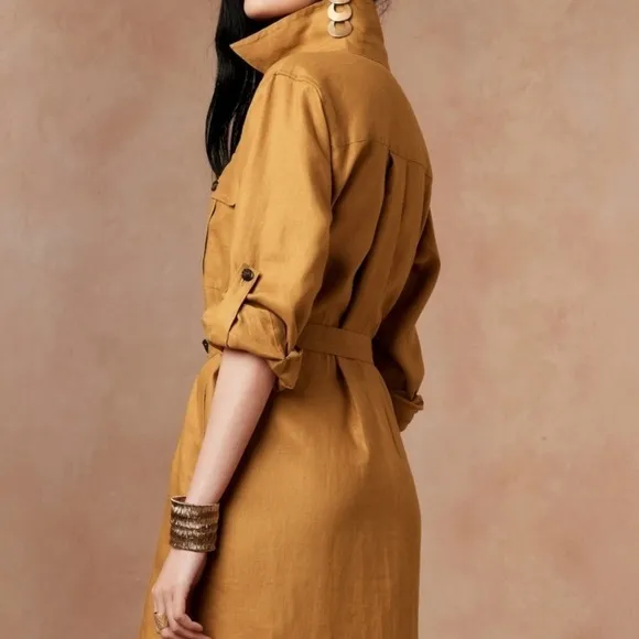 Banana Republic Heritage Scout Safari Linen Lagenlook Minimalist Midi Dress M