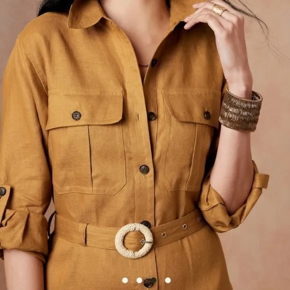 Banana Republic Heritage Scout Safari Linen Lagenlook Minimalist Midi Dress M