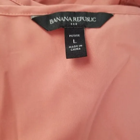 Banana Republic Sheer Long Sleeve Dress Chic Minimalist LP LARGE PETITE NWT