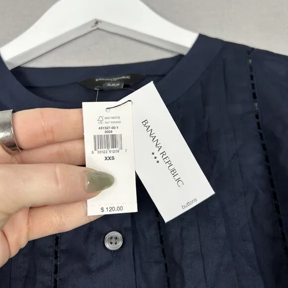 Banana Republic Womens Shirt Dress XXS Blue Minimalist Office Work Preppy 2024