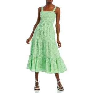 Banjanan NWT 100% Green Regina Tile Print Flash Tiered Midi Dress XXL