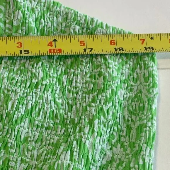 Banjanan NWT 100% Green Regina Tile Print Flash Tiered Midi Dress XXL