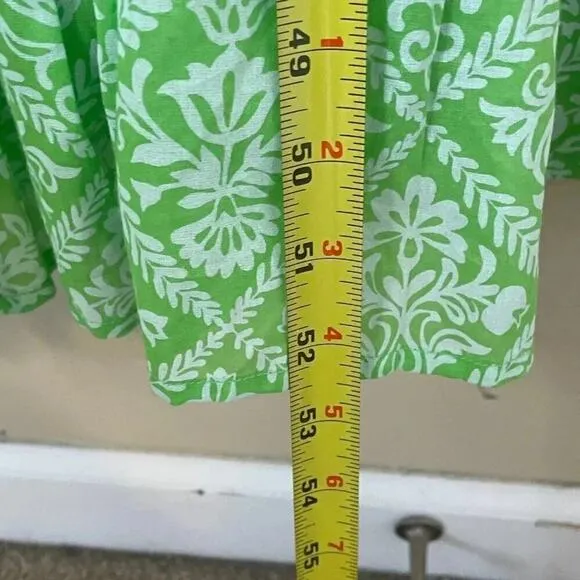 Banjanan NWT 100% Green Regina Tile Print Flash Tiered Midi Dress XXL