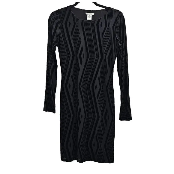 Bar lll Black Dress Womens Medium Velvet Burnout Cocktail Wedding Guest Corpcore