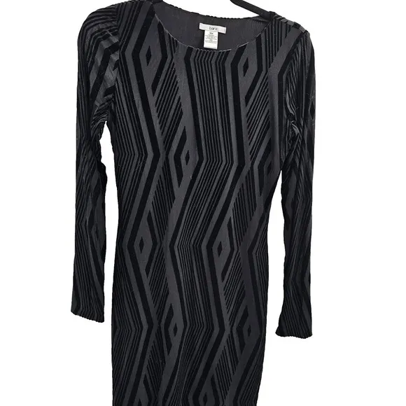 Bar lll Black Dress Womens Medium Velvet Burnout Cocktail Wedding Guest Corpcore