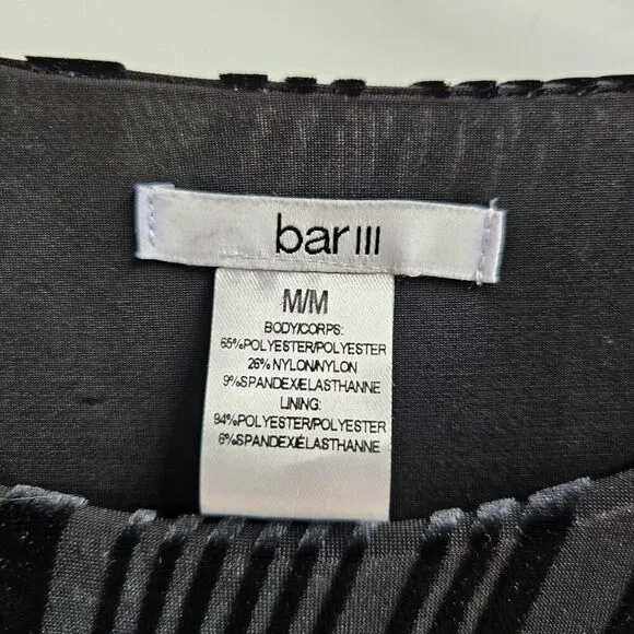 Bar lll Black Dress Womens Medium Velvet Burnout Cocktail Wedding Guest Corpcore