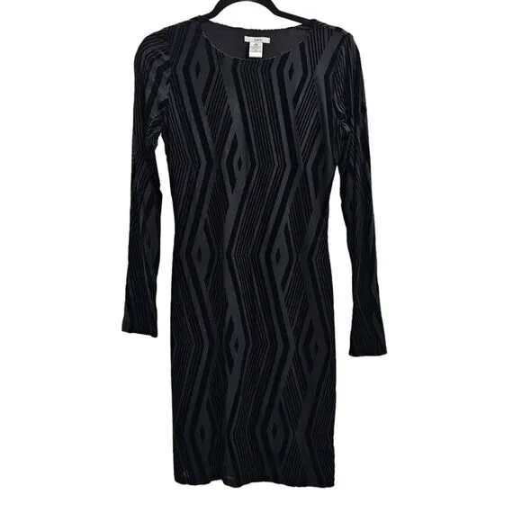 Bar lll Black Dress Womens Medium Velvet Burnout Cocktail Wedding Guest Corpcore