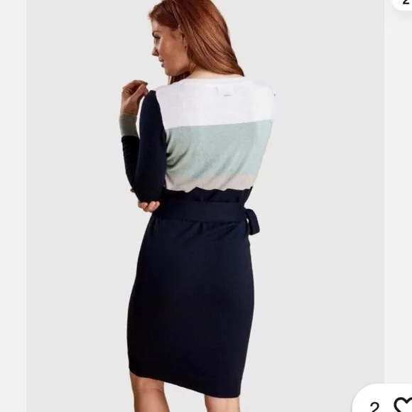 Barbour Knit Striped Colorblock Sweater Dress Quiet Luxury Basic Preppy
