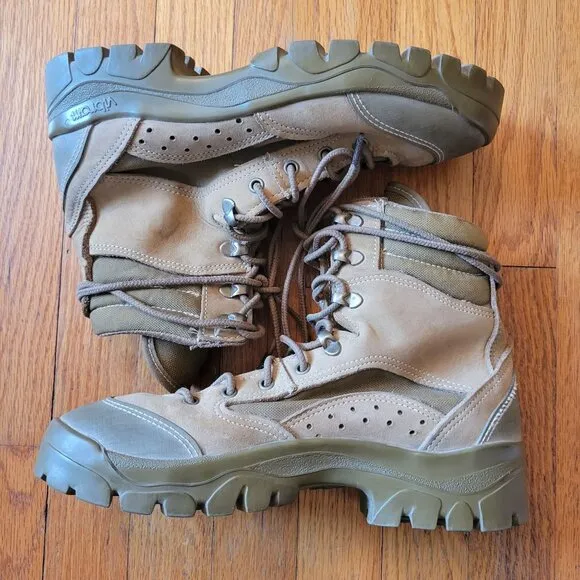 Bates Tactical Combat Boots Military 7R Tan Leather Canvas Vibram Soles