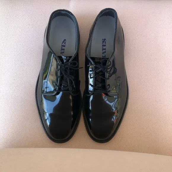 Bates Vibram 00941A High Gloss Black Military Uniform Oxford Mens Shoes 11.5 D
