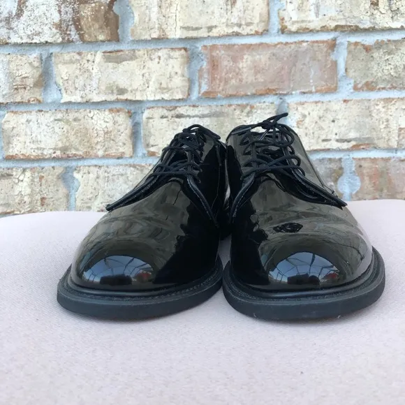 Bates Vibram 00941A High Gloss Black Military Uniform Oxford Mens Shoes 11.5 D