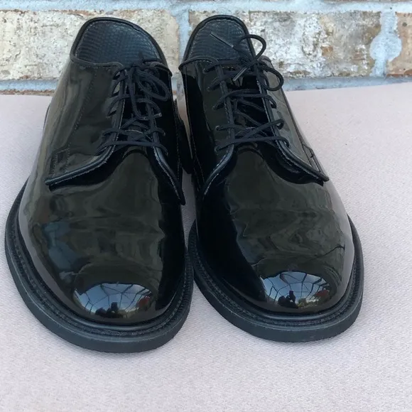 Bates Vibram 00941A High Gloss Black Military Uniform Oxford Mens Shoes 11.5 D