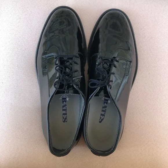 Bates Vibram 00941A High Gloss Black Military Uniform Oxford Mens Shoes 11.5 D