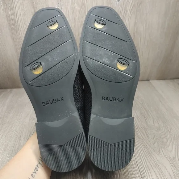 BauBax Dressy Loafer Shoes Slip On Coconut Merino Wool Latex Black Size 9