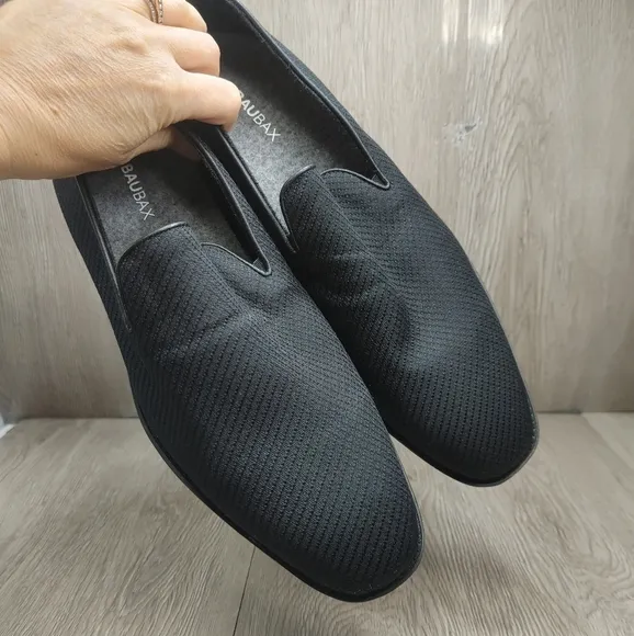 BauBax Dressy Loafer Shoes Slip On Coconut Merino Wool Latex Black Size 9