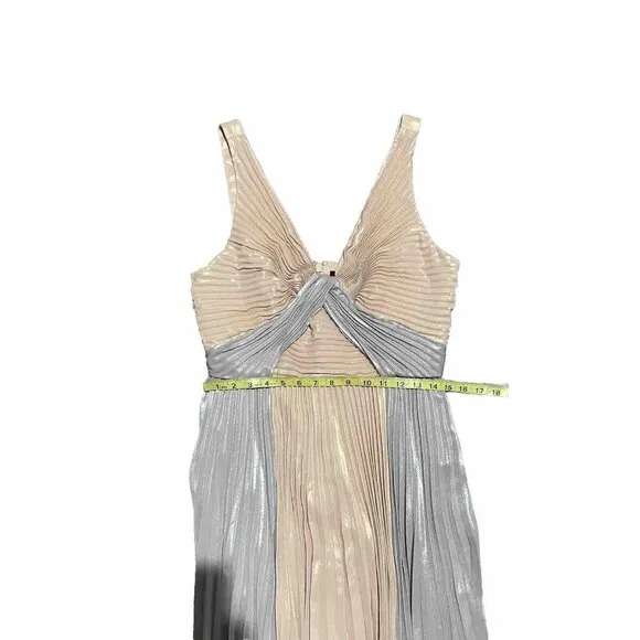 BCBG Maxazria Dress Pleated Midi Dress Metallic Gold Flare luxury 8 - New- $370