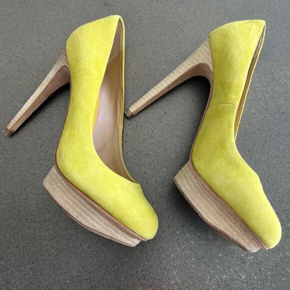BCBGMAXAZRIA Suede Stacked Stiletto Stylish High-Heeled Shoes Size 6.5