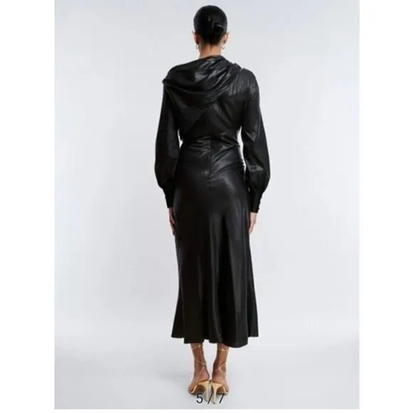 BCBGMAXAZRIA Wylie Dress Womens 38 6 Runway Designer Luxury Black Shimmer $368