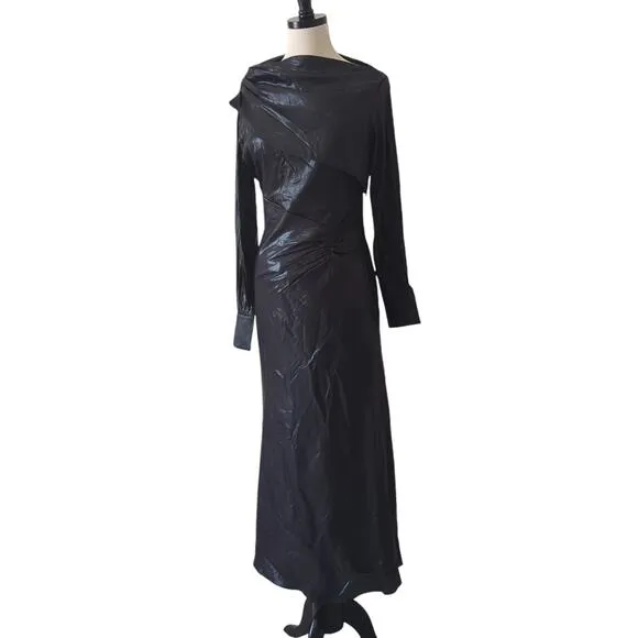 BCBGMAXAZRIA Wylie Dress Womens 38 6 Runway Designer Luxury Black Shimmer $368