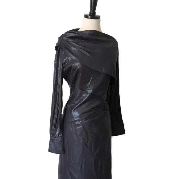 BCBGMAXAZRIA Wylie Dress Womens 38 6 Runway Designer Luxury Black Shimmer $368