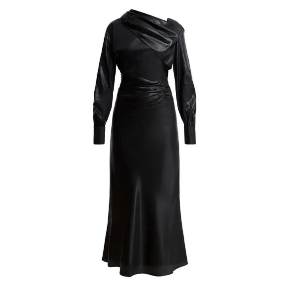 BCBGMAXAZRIA Wylie Dress Womens 38 6 Runway Designer Luxury Black Shimmer $368