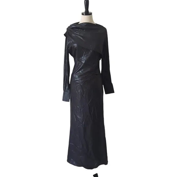 BCBGMAXAZRIA Wylie Dress Womens 38 6 Runway Designer Luxury Black Shimmer $368