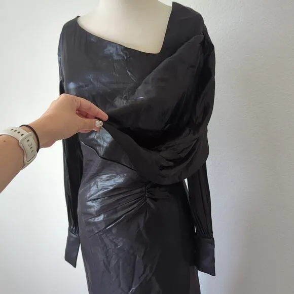 BCBGMAXAZRIA Wylie Dress Womens 38 6 Runway Designer Luxury Black Shimmer $368