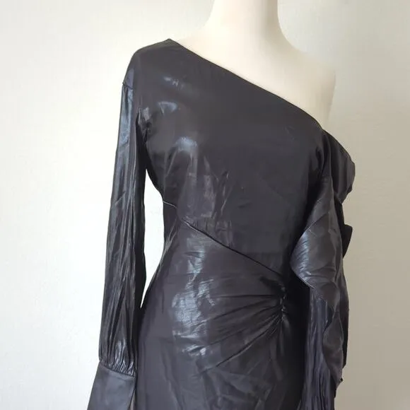 BCBGMAXAZRIA Wylie Dress Womens 38 6 Runway Designer Luxury Black Shimmer $368