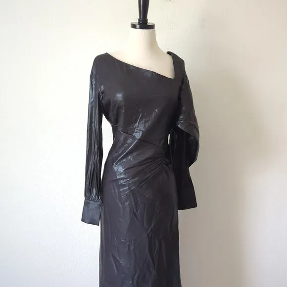 BCBGMAXAZRIA Wylie Dress Womens 38 6 Runway Designer Luxury Black Shimmer $368