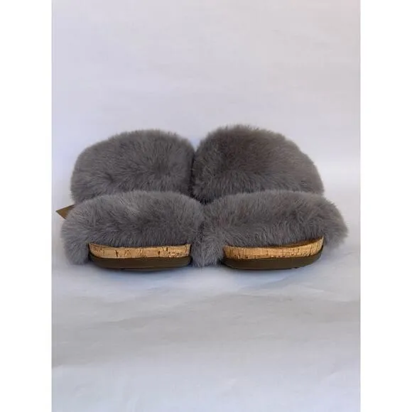 Bearpaw Analia Women’s Furry Sandals Slippers Gray Fog Size 8 Platform