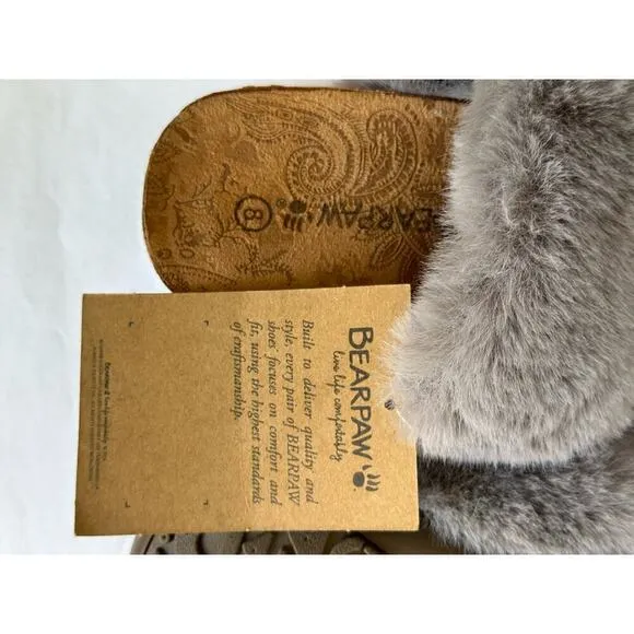 Bearpaw Analia Women’s Furry Sandals Slippers Gray Fog Size 8 Platform