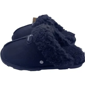 BearPaw vegan faux fur Loki women black slippers Size 6