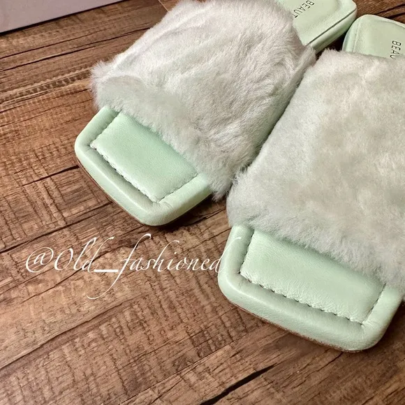 BEAUTIISOLES Fur   Leather Slippers