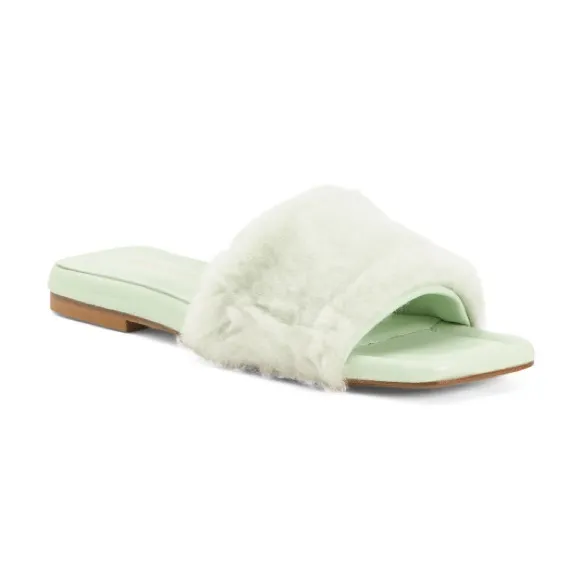 BEAUTIISOLES Fur   Leather Slippers