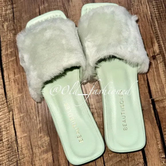 BEAUTIISOLES Fur   Leather Slippers