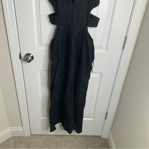 Bec Bridge black linen cut out Noelle maxi dress sz 6 quiet luxury wedding guest