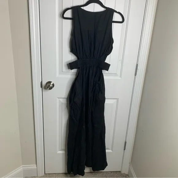 Bec Bridge black linen cut out Noelle maxi dress sz 6 quiet luxury wedding guest