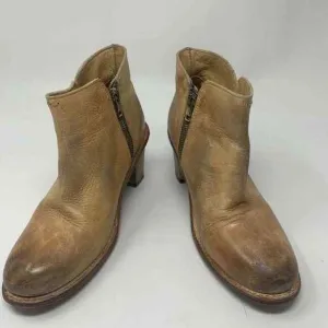 Bed Stu Boots Ankle Tan Women's Booties Beige Leather Block Heel Zip  8.5