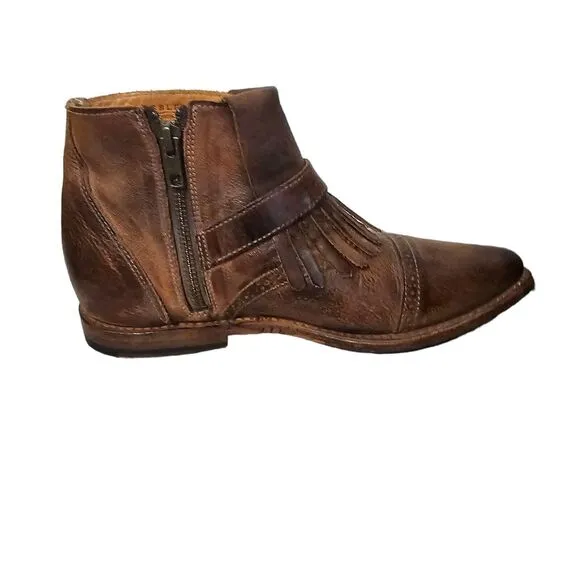 Bed Stu Dipper Cobbler Brown Leather Belted Ankle Boots Womens 7