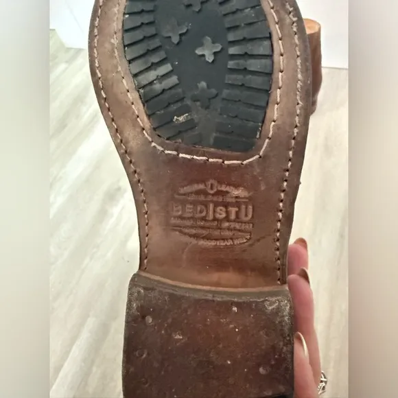 Bed Stu Dipper Cobbler Brown Leather Belted Ankle Boots Womens 8