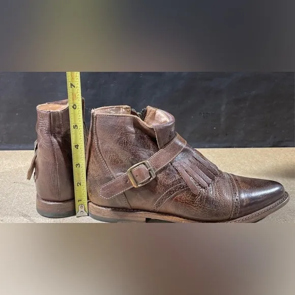 Bed Stu Dipper Cobbler Brown Leather Belted Ankle Boots Womens 8