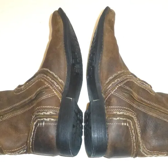 Bed Stu Revolution Men's Brown Distressed Leather Side Zip Ankle Boots Size: 10