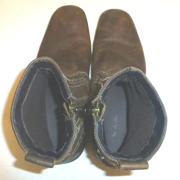 Bed Stu Revolution Men's Brown Distressed Leather Side Zip Ankle Boots Size: 10