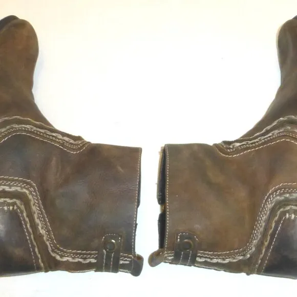 Bed Stu Revolution Men's Brown Distressed Leather Side Zip Ankle Boots Size: 10