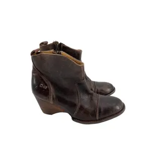 Bed Stu Womens 11 Boots Ankle Wedge Cobbler Series Dark Brown Leather