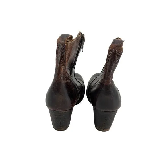 Bed Stu Womens 11 Boots Ankle Wedge Cobbler Series Dark Brown Leather