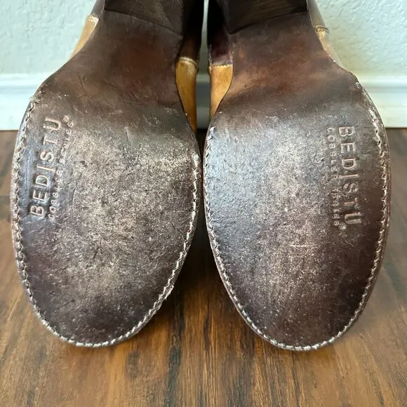 BED STU Yell Ankle Boots Brown Rustic Leather Heeled Booties Retro