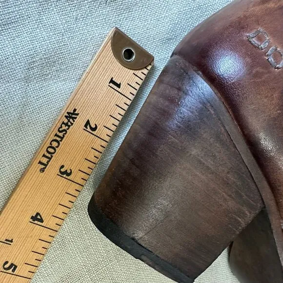 BED STU Yell Ankle Boots Brown Rustic Leather Heeled Booties Retro